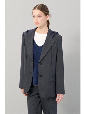 Kapüşonlu Dokuma Ceket Standart Renk K2516012_089