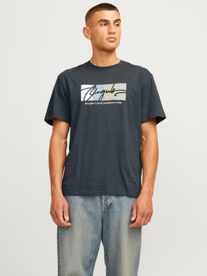 Jack & Jones Jack&jones 12262662 Jorportland Block Brandıng Ss Cn Ln Erkek T-Shirt Haki Yeşil