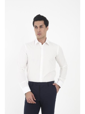 Brianze Beyaz Kravat Yaka Slim Fit Gömlek