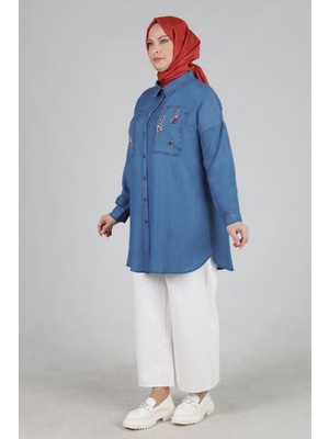 ottomanwear.com Büyük Beden Tunik Mavi OTW23024