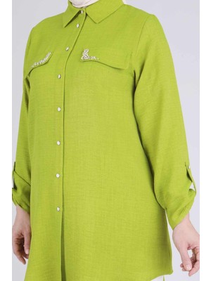 ottomanwear.com Büyük Beden Taş Cepli Tunik Olive OTW2334