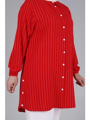 ottomanwear.com Büyük Beden Çizgili Tunik Scarlet OTW2343