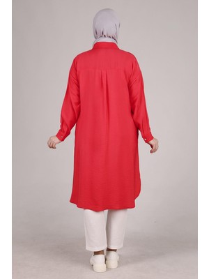 ottomanwear.com Büyük Beden Nakış Işlemeli Tunik Mercan OTW23025