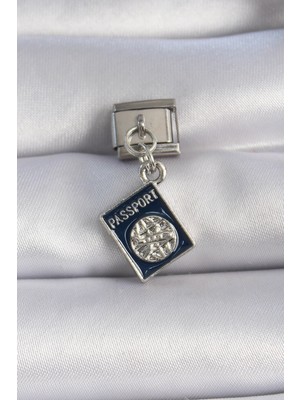 Clariss 316L Çelik Gümüş Renk Sallantı Passport Figür Nomination Charm