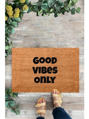 Karmat Good Vibes Only, Yazılı Kapı Önü Paspası, Iç ve Dış Mekan Kapıönü Paspası