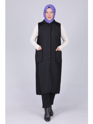 ottomanwear.com Büyük Beden Kapüşonlu Yelek Siyah OTW30012