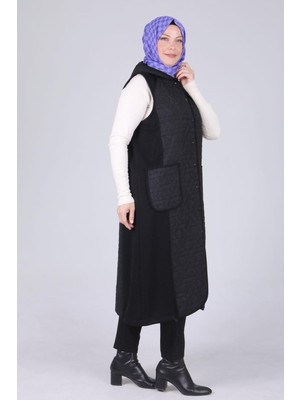 ottomanwear.com Büyük Beden Kapüşonlu Yelek Siyah OTW30012