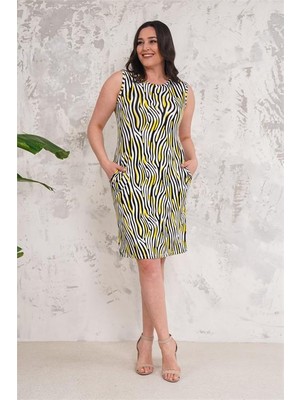 Dip Moda Dipmoda kadın viskon kumaş gizli cep detaylı büyük beden elbise DPA016