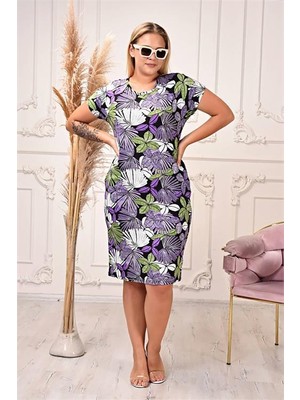 Dip Moda Dipmoda kadın yazık büyk beden elbise DPAYSL55 - Lila