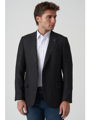 White Stone Amadora C4021 Slim Fit 6 Drop Kruvaze Ceket Desenli