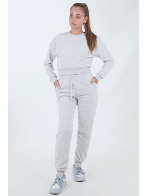 Sıfır Yaka Üç Iplik Kadın Eşofman Takımı