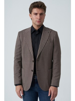 White Stone Agualva-Cacém C4012 Slim Fit 6 Drop Ceket Desenli