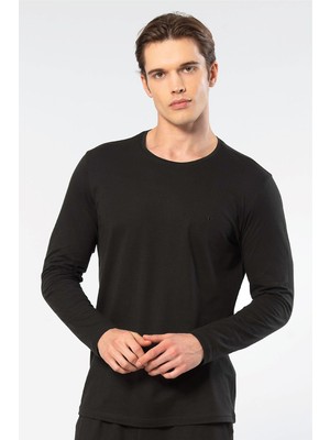 Cacharel Erkek Modal Pamuk Bisiklet Yaka T-shirt 2242/Siyah