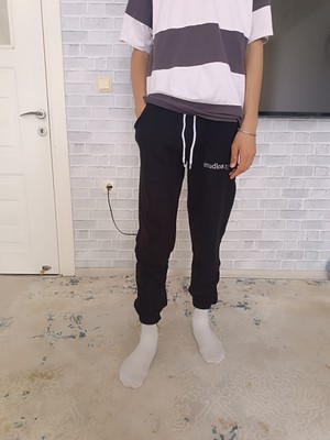 Comedy Life  Beli Lastkli ve Bağcıklı Bay Kadın Siyah Peluş Polar Eşofman Altı