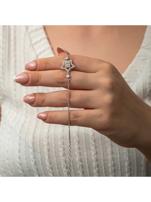 Usho Jewelry Gümüş Baget Taşlı Yıldız Kadın Bileklik