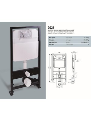 Nkp Gömme Rezervuar (Tuğla Duvar Önü Alçıpan) 3/6lt