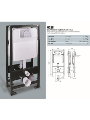 Nkp Gömme Rezervuar (Alçıpan) Sırtsırta 3/6lt