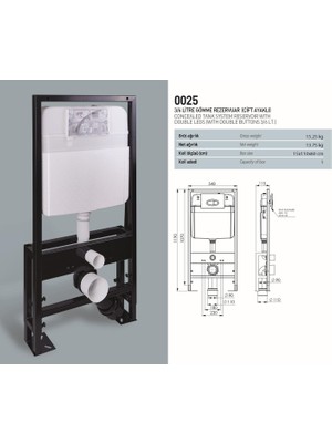 Nkp Gömme Rezervuar (Alçıpan) 3/6lt