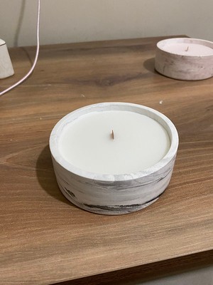 Kr Decor Candles Mermer Desenli Beton Taş Içinde Soya Wa x  Mum