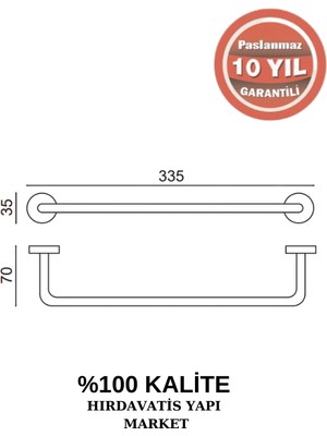 Çelik Banyo Paslanmaz Pirinç Eser Havluluk 30CM