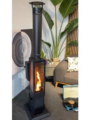 İkiz Soba Dış Mekan Pelet Sobası - 6 Kw, Ayarlanabilir Isı , 180 cm Yükseklik, Çelik Saç Malzeme
