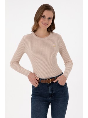 U.S. Polo Assn. Kadın Taş Simli Bisiklet Yaka Kazak 50294092-VR049