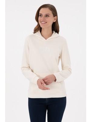 U.S. Polo Assn. Kadın Krem Kapüşonlu Basic Sweatshırt 50289536-VR071