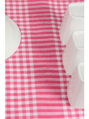 Teksnil Home %100 Pamuk Fuşya, Pembe Renkli Pöti Kareli 1'li Kurulama Bezi, Beslenme Örtüsü, Servis Peçetesi 40X60 cm