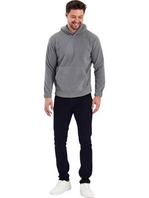 Yakamor Erkek Polar Kapşonlu Kanguru Cepli Sweat