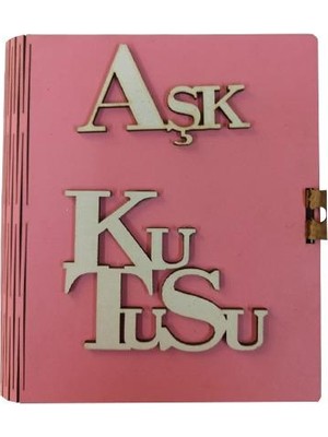 Partici Aşk Kutusu Pembe Renk Beyaz Yazılı 15X13