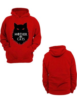 Kedilerin Annesi Baskılı, 3 Ipl. Şardonlu, Içi Polar, Çok Kalın, Kapüşonlu Hoodie
