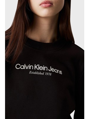 Calvin Klein Pamuk Karışımlı Regular Fit Sıfır Yaka Logolu Sweat J20J224913BEH Bayan Sweat J20J224913 Beh