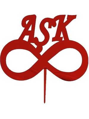 Partici Aşk Yazılı Pasta ve Cupcake Süsü Kırmızı Pleksi 12X15CM