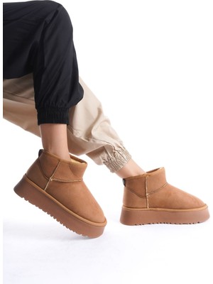 Kadın Kalın Taban Içi Kürklü Yarım Bot Içi Yünlü Bot Kadın Kışlık Bot Kadın Bej Bot & Bootie