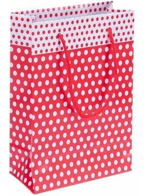 Partici Kırmızı Puantiyeli Karton Çanta 12X17CM 25AD.