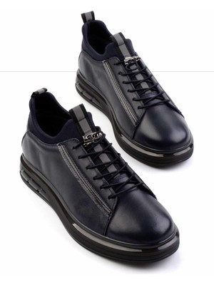 Bambi Lacivert Floter  Deri Erkek Sneaker E01585756540