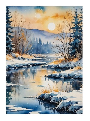 Tablomega Kış Manzarası Ahşap Tablo 18cm X 27cm