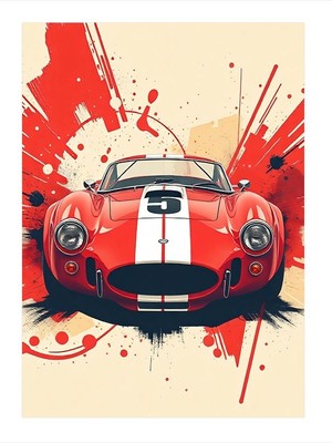 Tablomega Renkli Araba Çizimi Tasarım Ahşap Tablo 18cm X 27cm