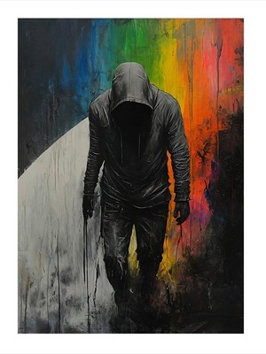 Tablomega Karanlık Adam Silueti Ahşap Tablo 35cm X50cm