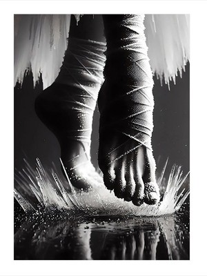 Tablomega Su Üzerinde Balerin Ayakları  Tasarım Ahşap Tablo 18cm X 27cm