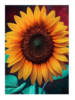 Tablomega Büyük Ayçiçeği Dekoratif Ahşap Tablo 35cm X50cm