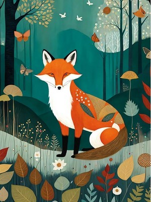 Tablomega Ormandaki Tilki Modern Ahşap Tablo 18cm X 27cm