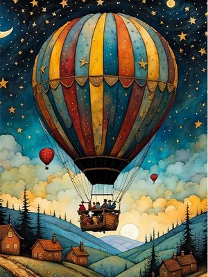 Tablomega Sıcak Hava Balonu Dekoratif Ahşap Tablo 25cmx 35cm