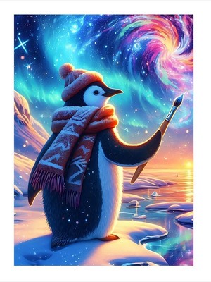 Tablomega Ressam Penguen Modern Mdf Tablo 18cm X 27cm