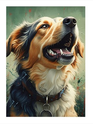 Tablomega Mutlu Golden Köpek Dekoratif Ahşap Tablo 18cm X 27cm