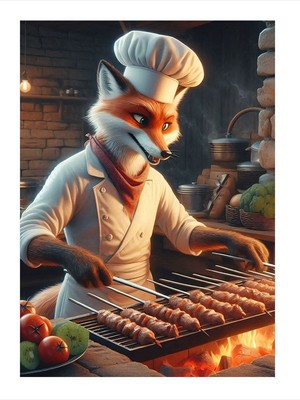 Tablomega Aşçı Tilki Art Mdf Poster 18cm X 27cm
