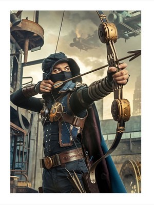 Tablomega Savaşan Maskeli Okçu  Tasarım Ahşap Tablo 18cm X 27cm