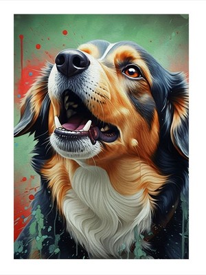 Tablomega Mutlu Köpek Ahşap Tablo 18cm X 27cm