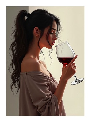 Tablomega Kadeh Tutan Kadın Dekoratif Mdf Tablo 18cm X 27cm