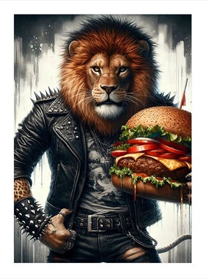 Tablomega Burgerli Aslan Modern Mdf Tablo 18cm X 27cm